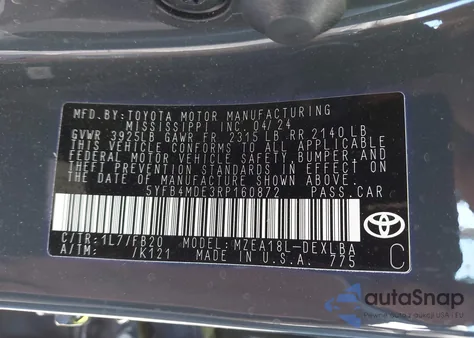 2024 Toyota Corolla Le from USA, damaged, VIN 5YFB4MDE3RP160872